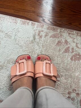 Sam Edelman Peach Blush Buckle Slide Sandals